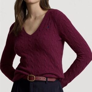 Ralph Lauren Women's V-Neck Sweater in fuchsia